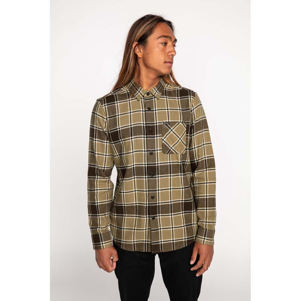 Volcom Caden Plaid Long Sleeve Shirt Khaki