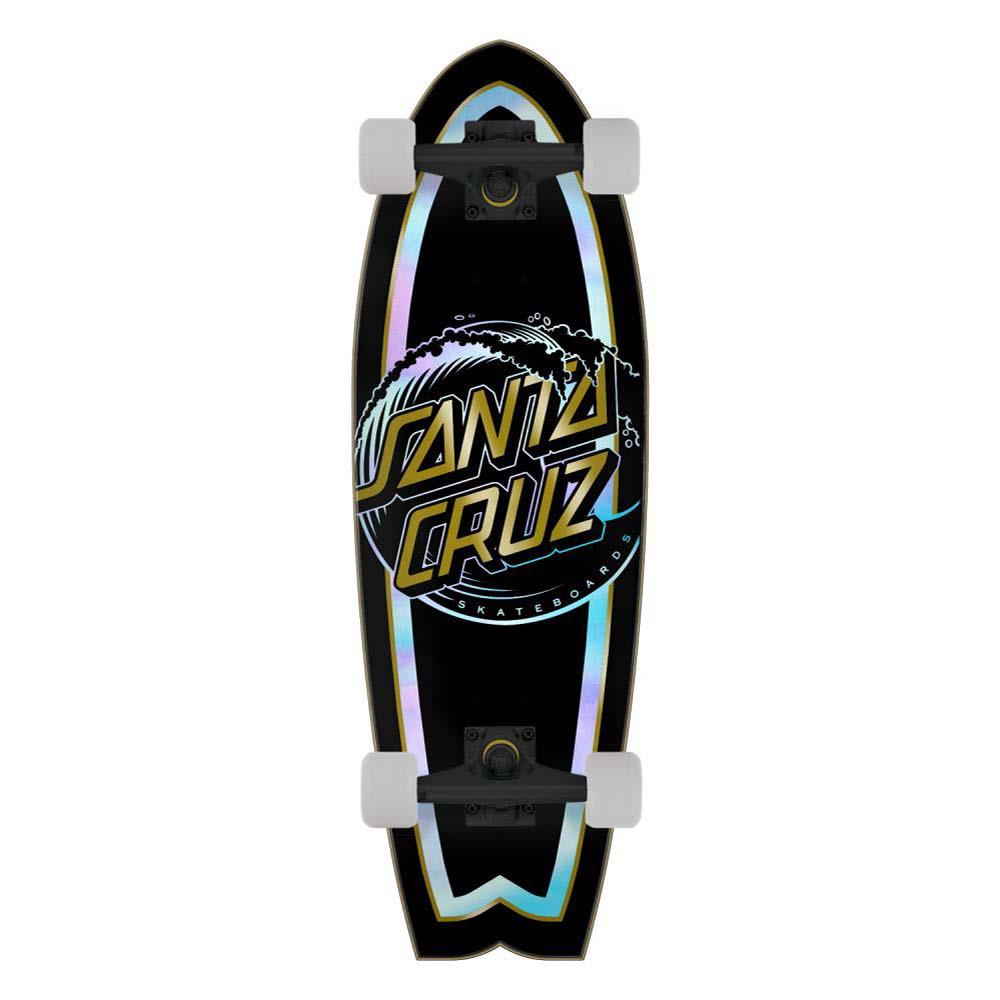 Santa Cruzer Factory Complete Skateboard Holo Wave Dot Cruzer Shark Multi 8.8"