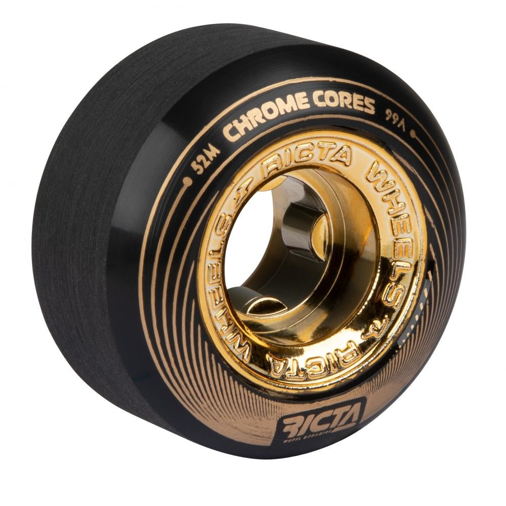 Ricta Skateboard Wheels Chrome Core 99a Black Gold 52mm