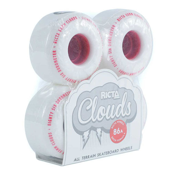 Ricta Clouds 86A Skateboard Wheels White Red 55mm