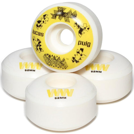 Wayward Wheels Lucas Puig Funnel Shape Skateboard Wheels 101a White/Yellow 52mm